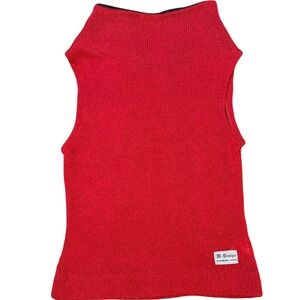 Icelandic M-Design Fleece Neck Lined 100% Sheep Wool Sweater Vest Red Womens S